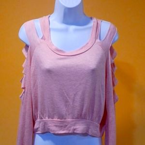 NWT Body Central Long Sleeved Cold Shoulder Top Size Large